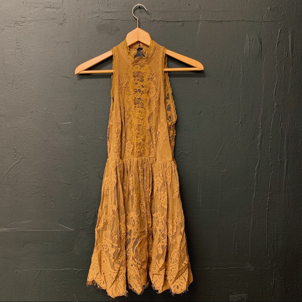 Free People Verushka Golden Honey Lace Dress
